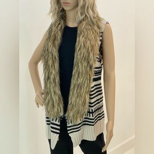 NWOT BB Dakota Knit Open Cardigan/Vest with Faux Fur